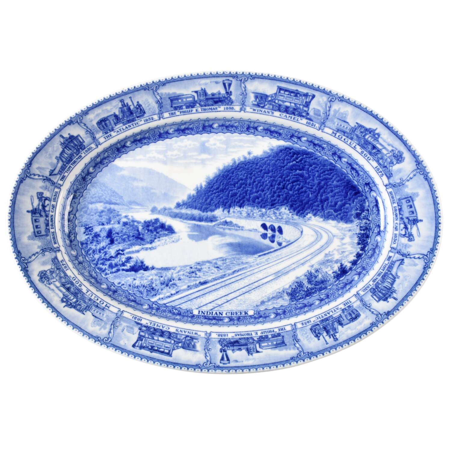 Baltimore and Ohio Railroad Blue 15" Oval Serving Platter by Shenango-1