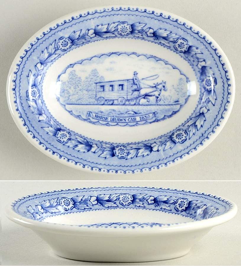 Baltimore and Ohio Railroad Blue Oval Fruit/Dessert Bowl by Shenango-1