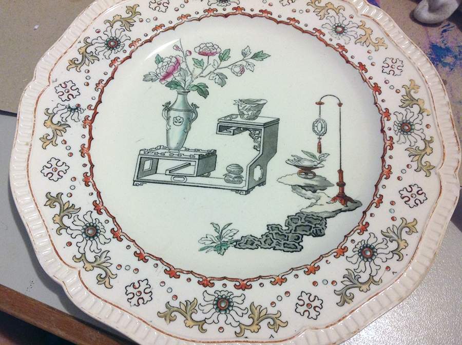 Canton (Embossed, Rust Trim) Dinner Plate by Spode-1