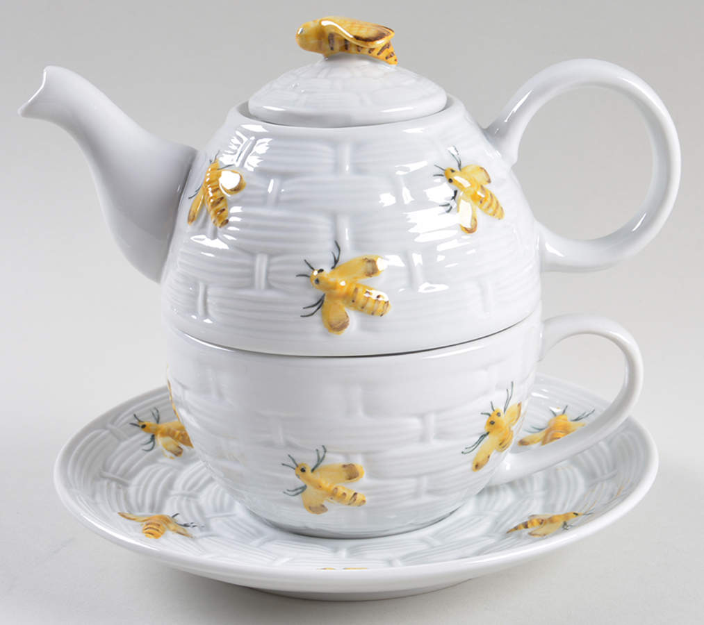 Bees Yellow Individual Teapot & Lid with Cup & Saucer by Sadek-1
