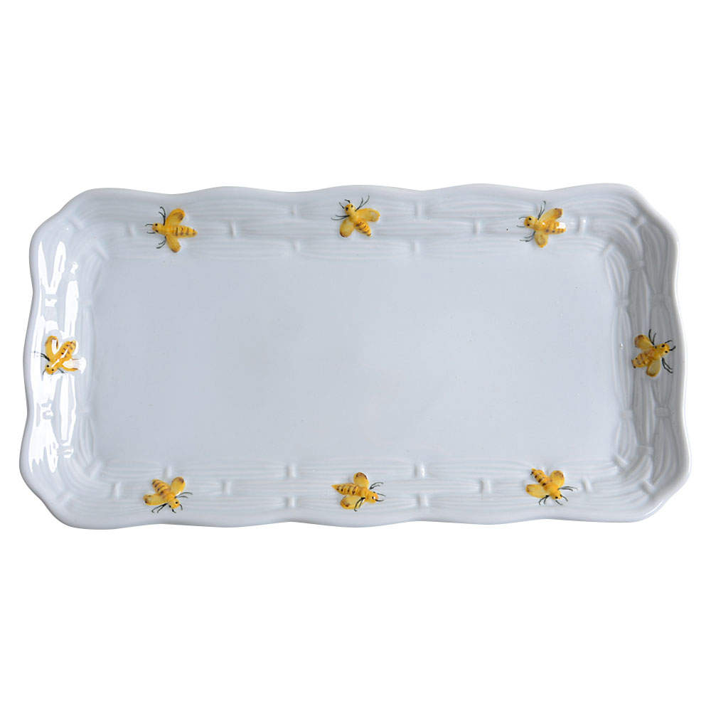 Bees Yellow 13" Oblong Tray by Sadek-1