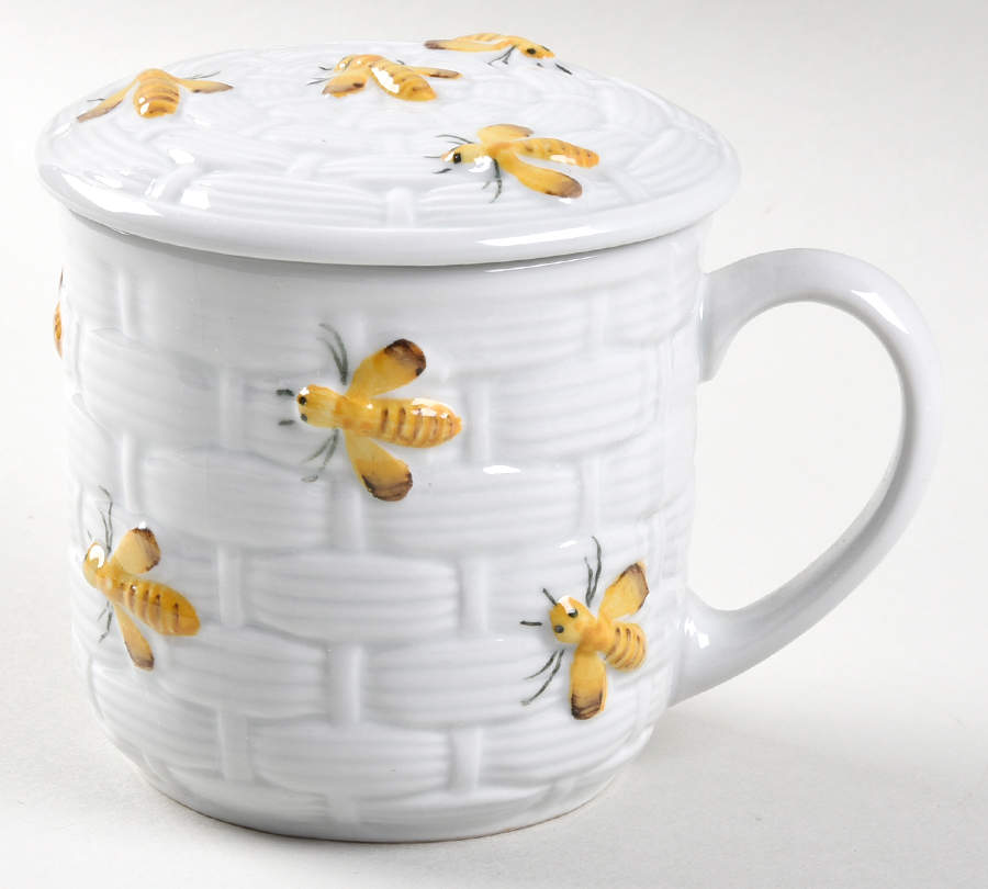 Bees Yellow Mug & Lid by Sadek-1