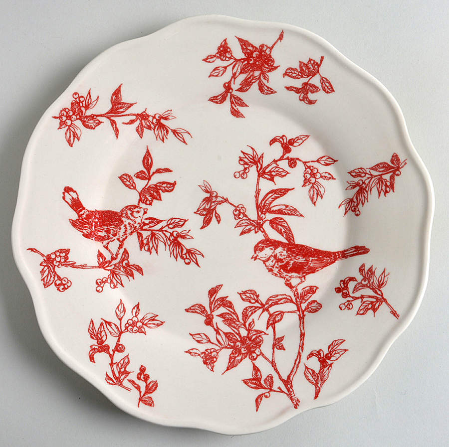 Bird Toile Red Dinner Plate by Sadek-1