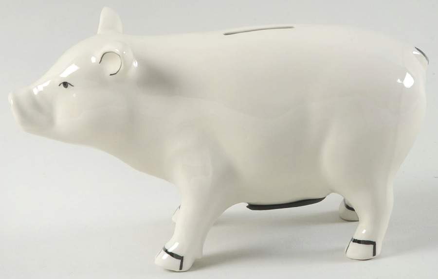 Barnyard Toile Farm Piggy Bank by Sadek-1