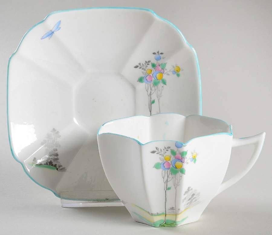 S2114 Flat Cup & Saucer Set by Shelley-1