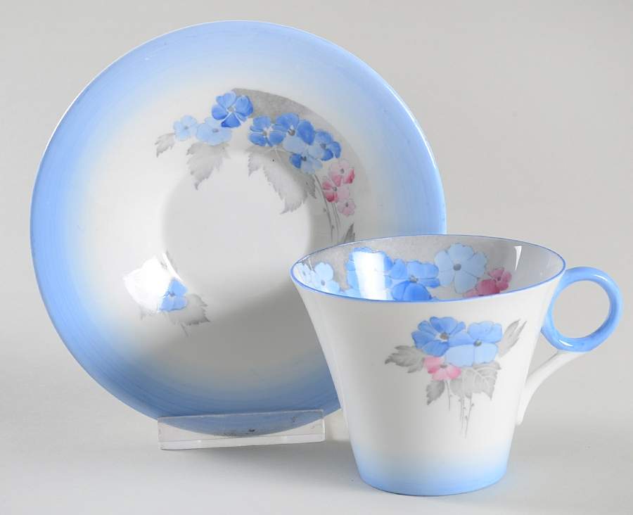 Phlox Blue Flat Cup & Saucer Set by Shelley-1