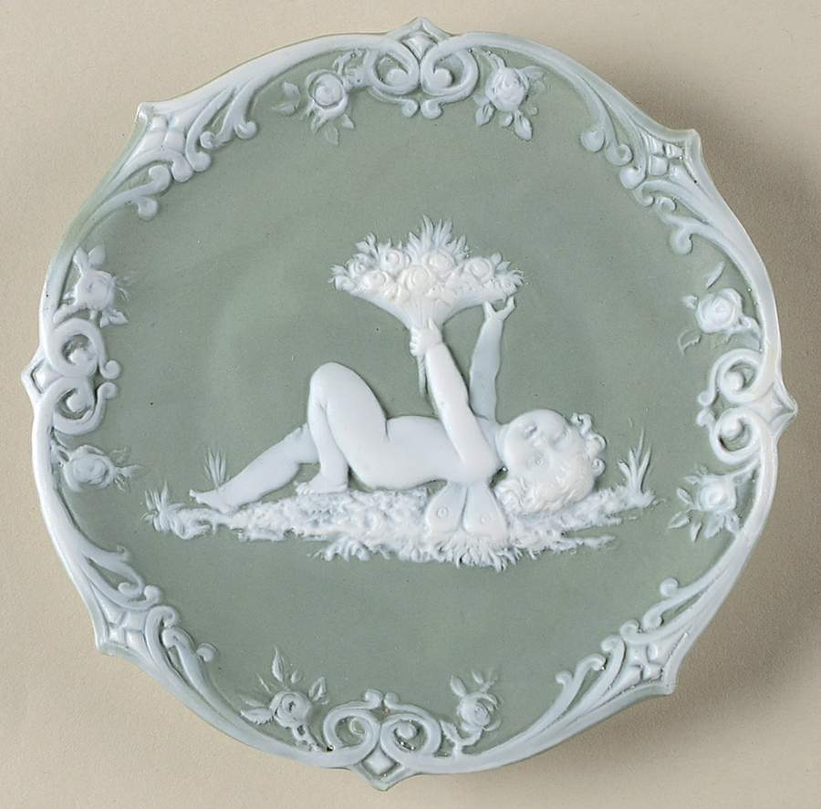 Green Bisque Giftware Wall Plaque by Schafer & Vater-1