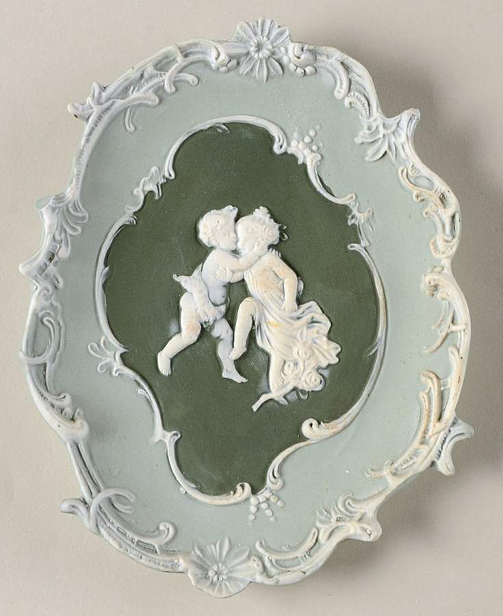 Green Bisque Giftware Wall Plaque by Schafer & Vater-1