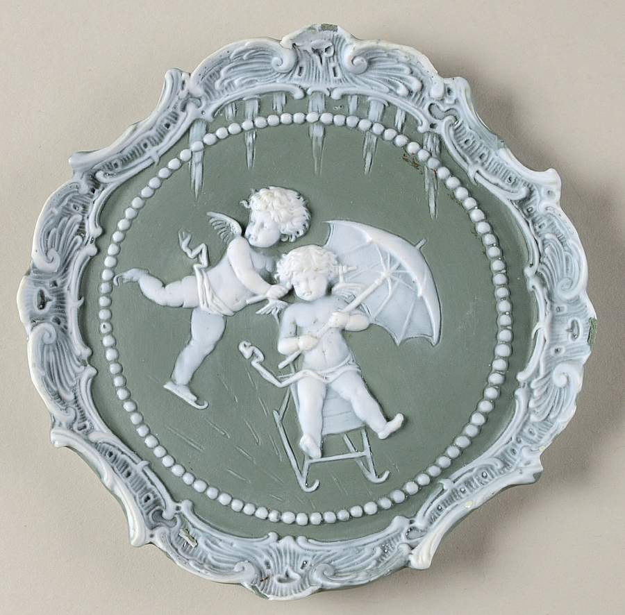 Green Bisque Giftware Wall Plaque by Schafer & Vater-1
