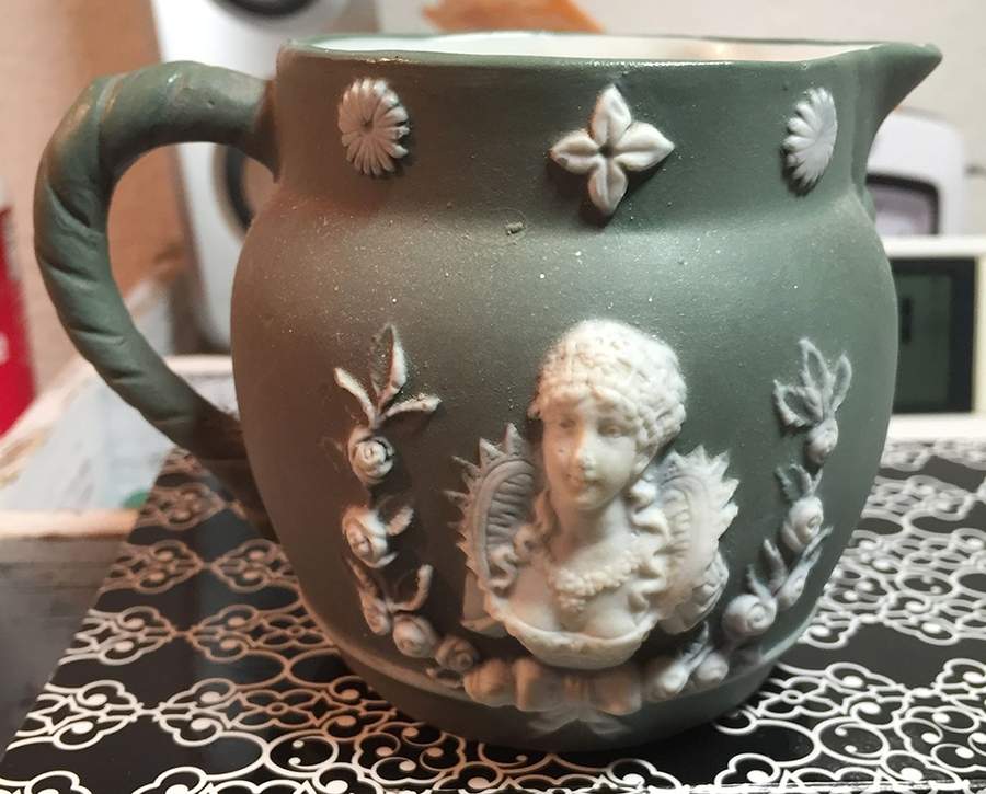 Green Bisque Giftware Creamer by Schafer & Vater-1