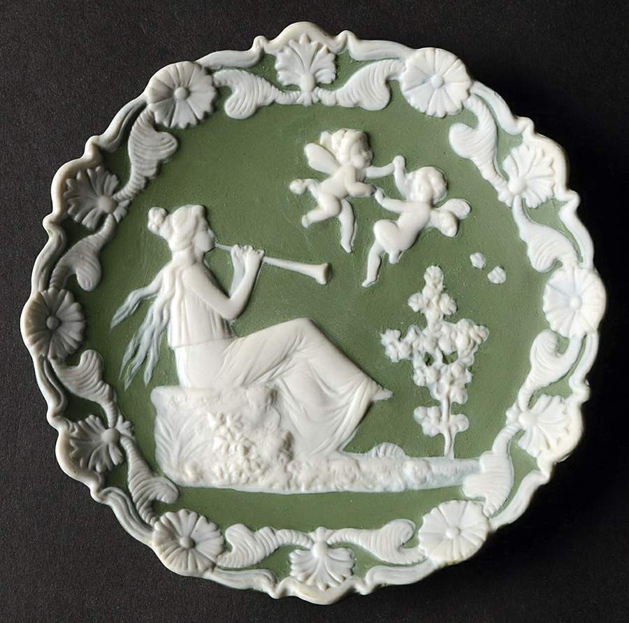 Green Bisque Giftware Wall Plaque by Schafer & Vater-1