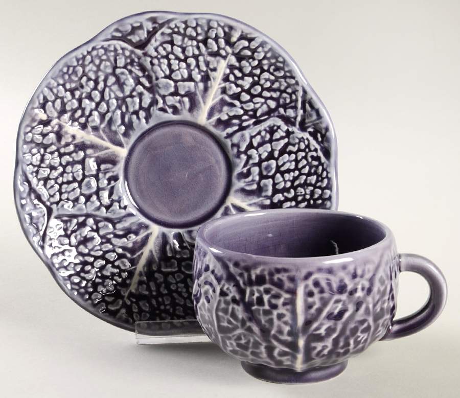 Cabbage Blue Flat Cup & Saucer Set by Secla-1