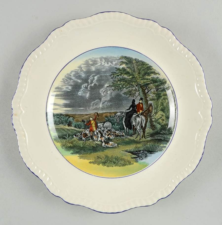 Herring Hunt (Gadroon, Purple Trim) Dinner Plate by Spode-1