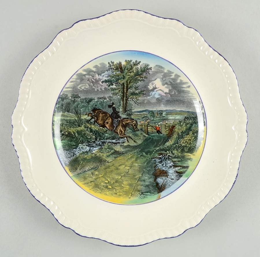 Herring Hunt (Gadroon, Purple Trim) Dinner Plate by Spode-1