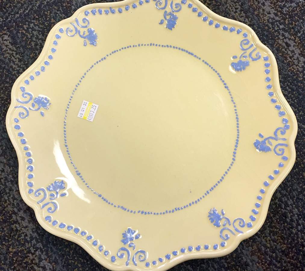SUNFLOWER CREAM AND BLUE Dinner Plate by Sadek-1