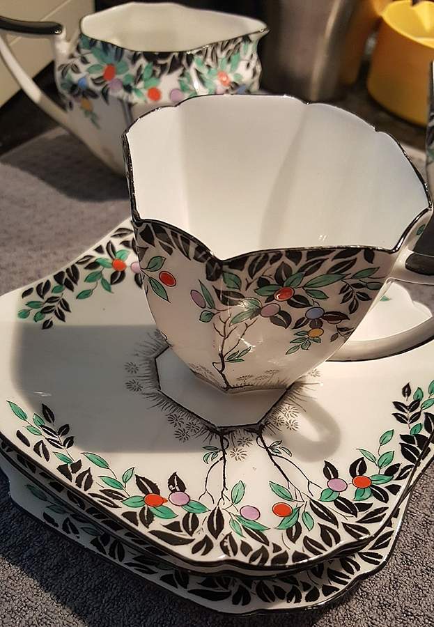 1147 Flat Cup & Saucer Set by Shelley-1