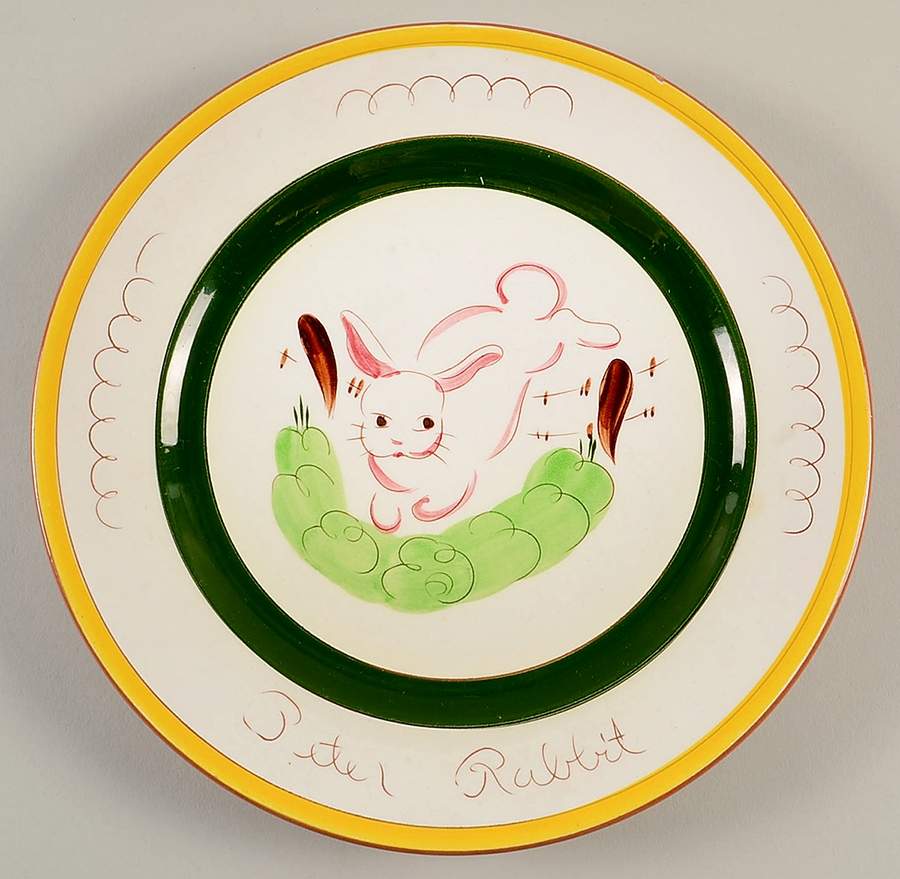 Peter Rabbit(Yellow & Green Band) Child's Plate by Stangl-1