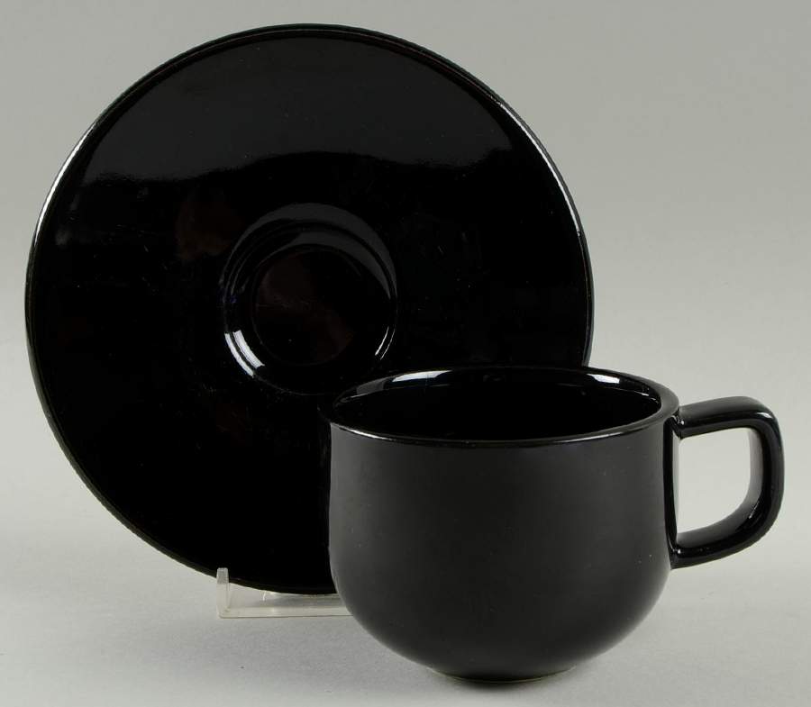 Colorstone Black (Glossy) Flat Cup & Saucer Set by Sasaki-1