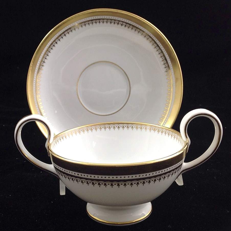 C1785 Footed Cream Soup Bowl & Saucer Set by Spode-1