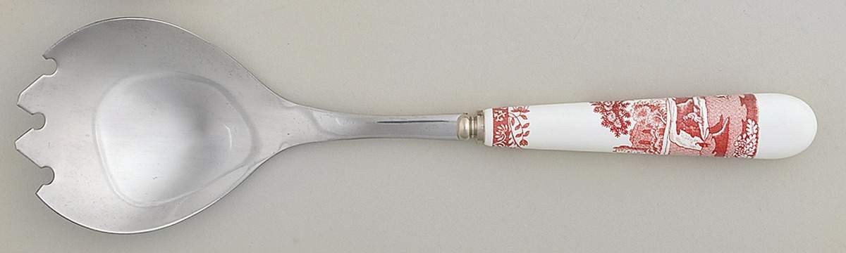 Cranberry Italian Salad Serving Fork with Stainless Prongs by Spode-1