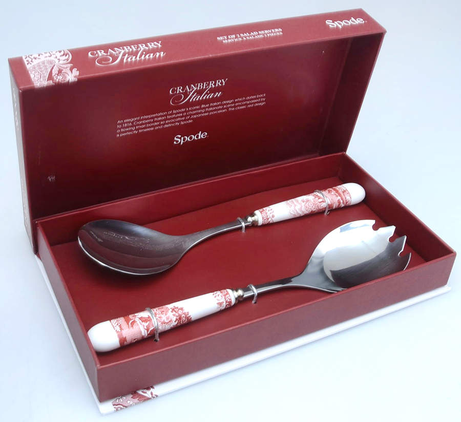 Cranberry Italian (2 Piece) Salad Set with Stainless Bowl by Spode-1