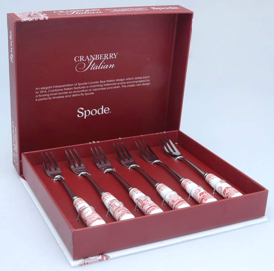 Cranberry Italian Pastry Fork - Set of 6 by Spode-1