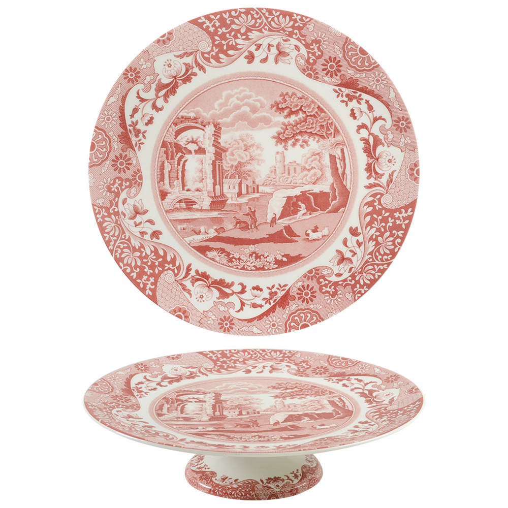 Cranberry Italian 10" Diameter Pedestal Cake Stand by Spode-1