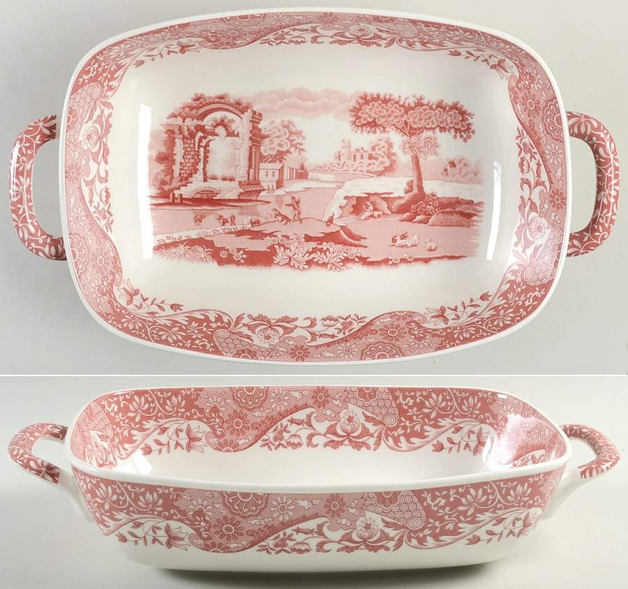 Cranberry Italian 11" Rectangular Baker by Spode-1