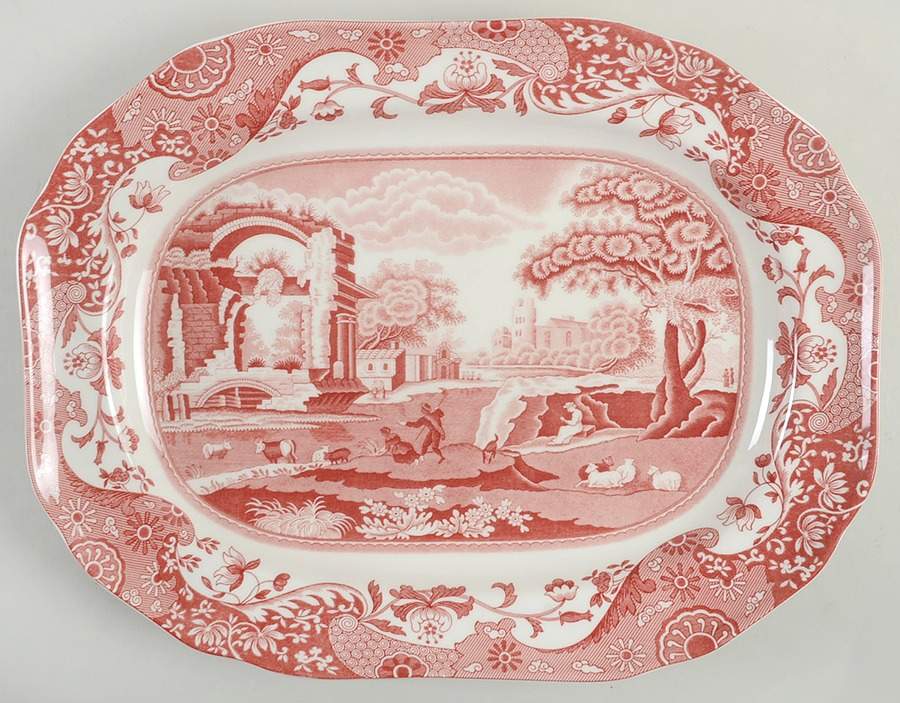 Cranberry Italian 14" Oval Serving Platter by Spode-1