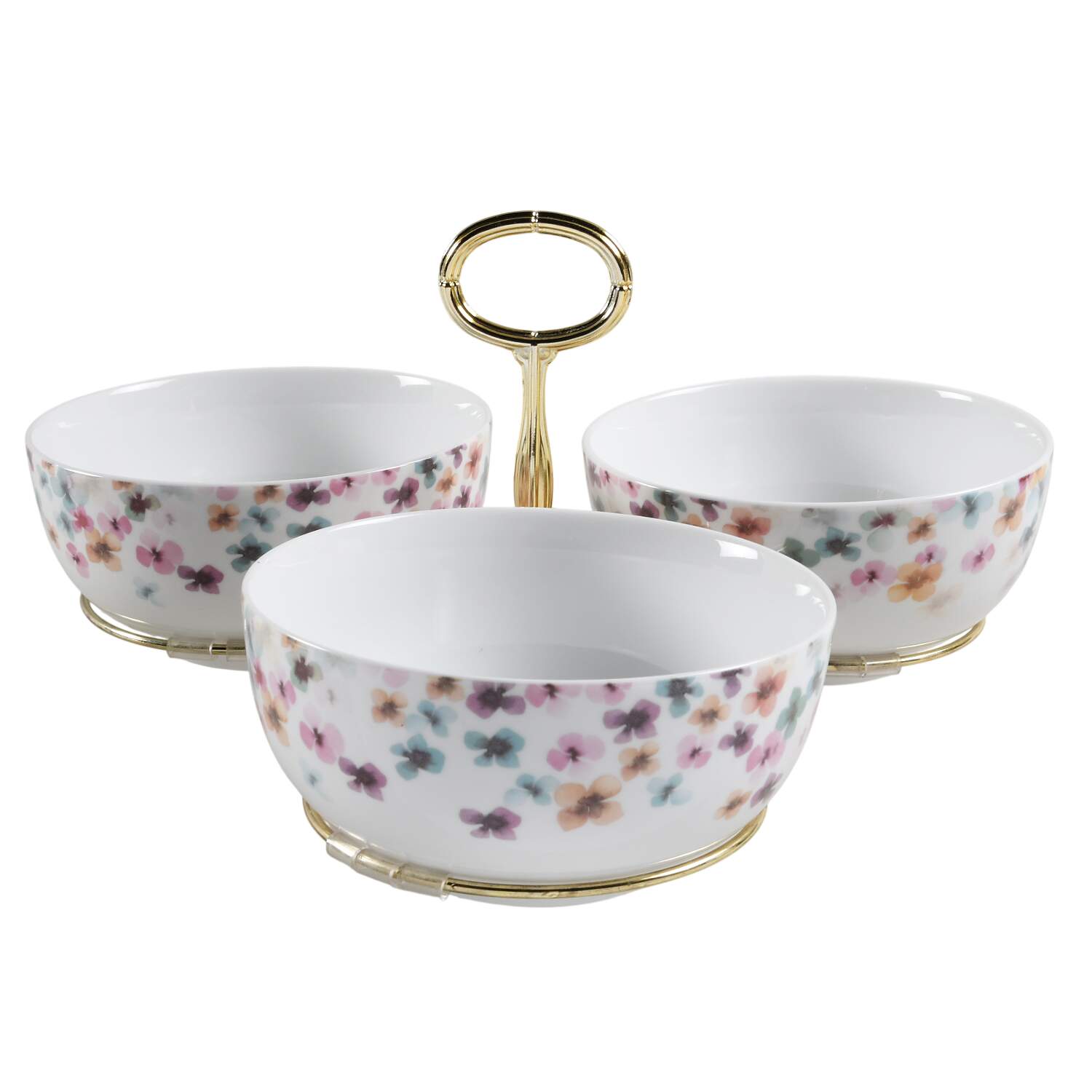 Mid Summer 7" x 12" 3-Part Relish & Metal Stand (CERC) HC by Spode-1