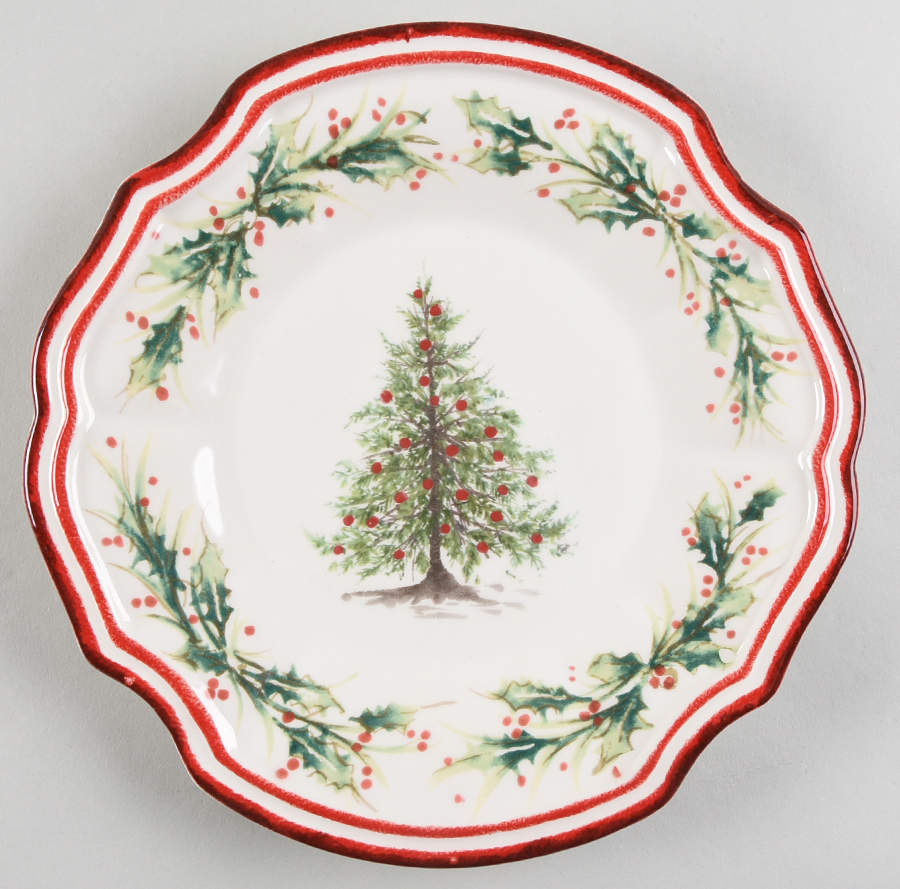 Holly and Pine (Holly Spray Border) Salad Plate by Sur La Table-1