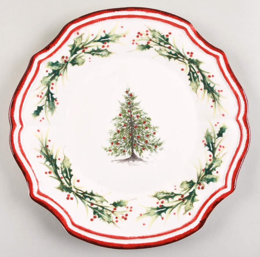 Holly and Pine (Holly Spray Border) Dinner Plate by Sur La Table-1