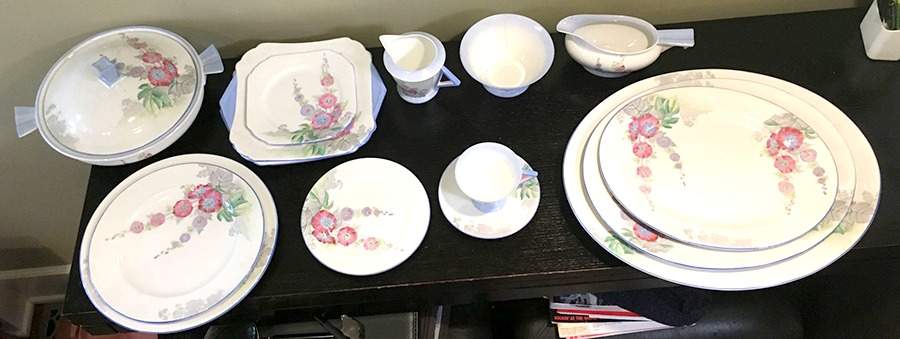 Hollyhocks Handled Cake Plate by Shelley-1