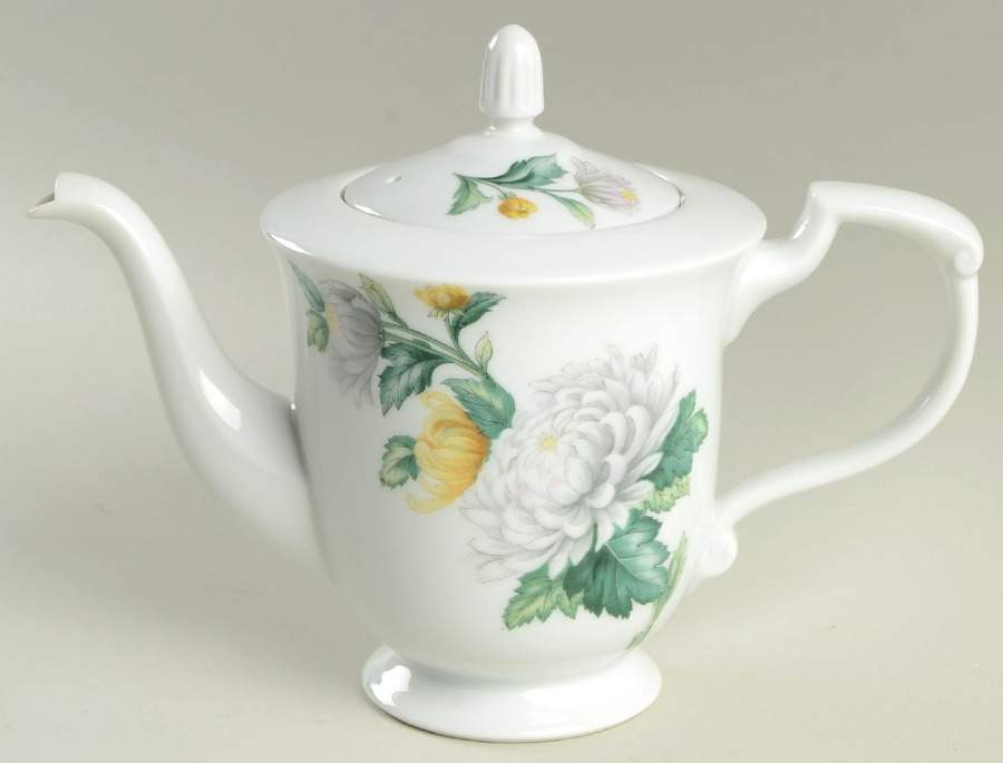 Chrysanthemum (Coupe, No Trim) Teapot & Lid by Sango-1