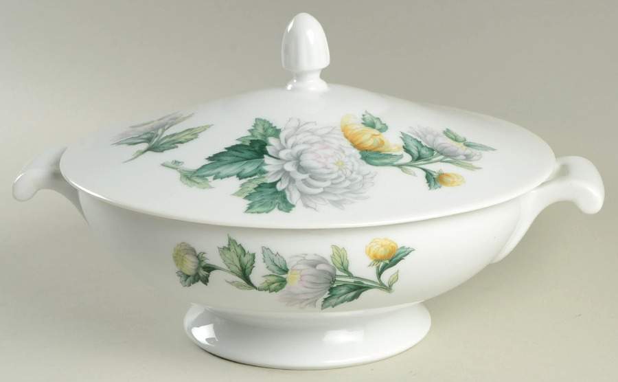 Chrysanthemum (Coupe, No Trim) Round Covered Vegetable by Sango-1