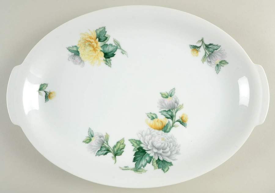 Chrysanthemum (Coupe, No Trim) 15" Oval Serving Platter by Sango-1