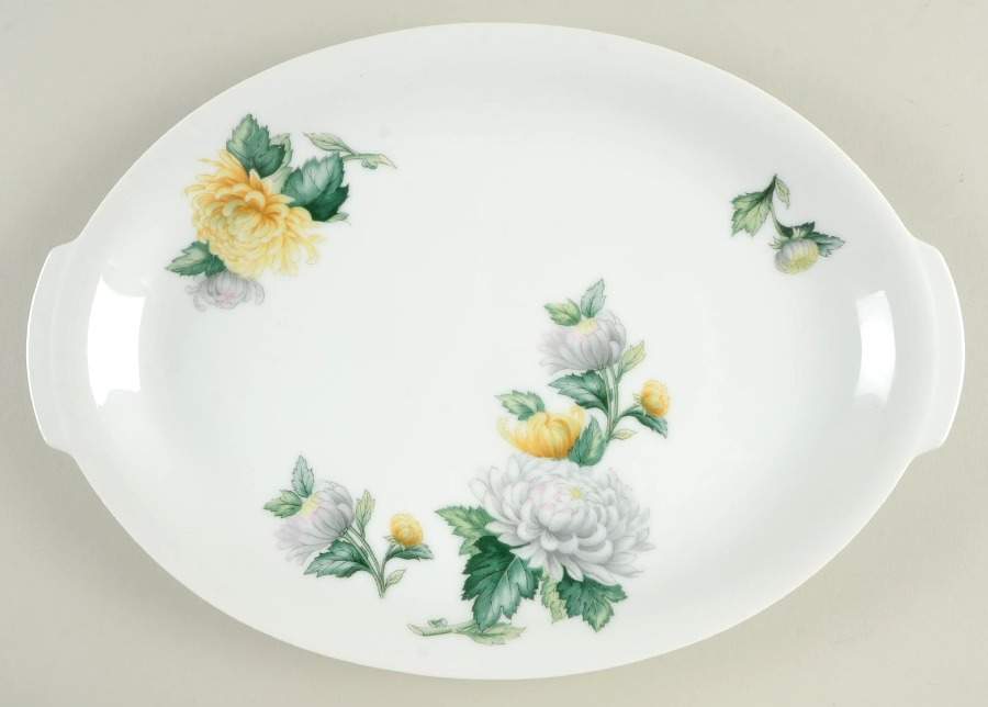 Chrysanthemum (Coupe, No Trim) 13" Oval Serving Platter by Sango-1