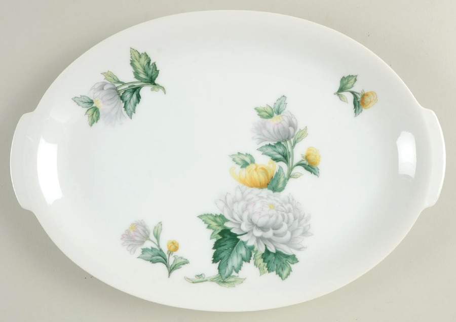 Chrysanthemum (Coupe, No Trim) 12" Oval Serving Platter by Sango-1