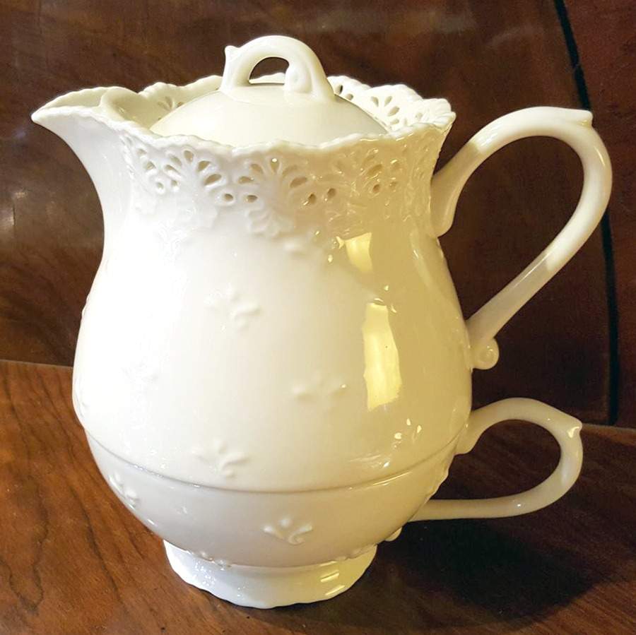 Pierced Lace Individual Teapot & Lid with Cup by Skye Mcghie-1