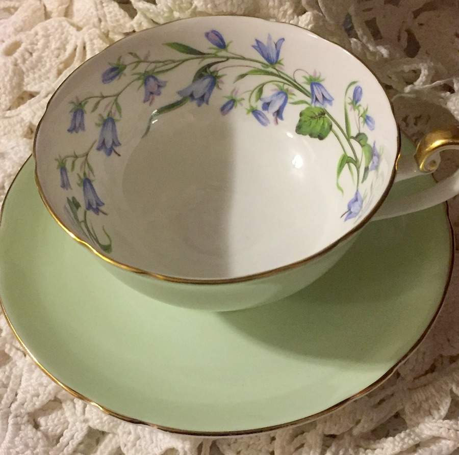 Harebell (Lincoln) Footed Cup & Saucer Set by Shelley-1