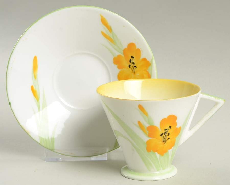 Gladiola Footed Cup & Saucer Set by Shelley-1