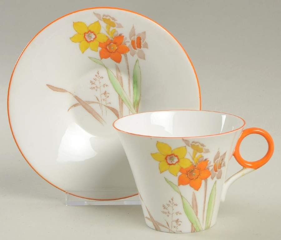 Narcissus Flat Cup & Saucer Set by Shelley-1