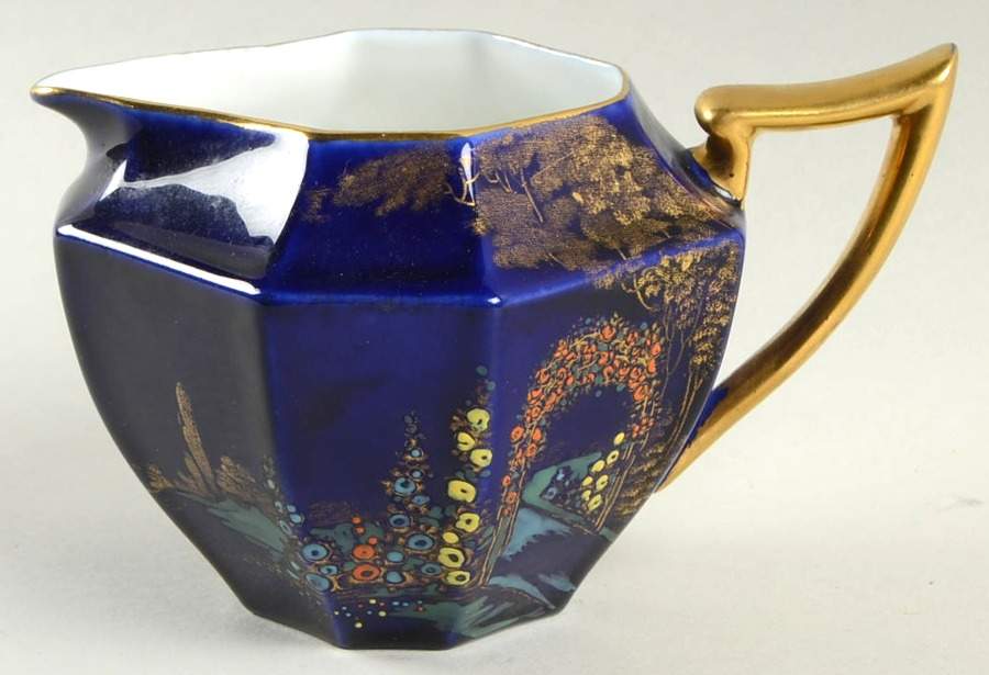 Archway of Roses (Blue Background) Creamer by Shelley-1