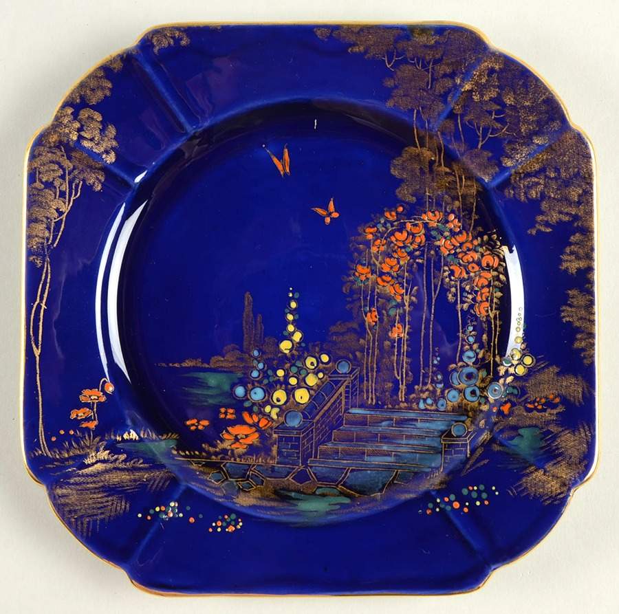 Archway of Roses (Blue Background) Bread & Butter Plate by Shelley-1