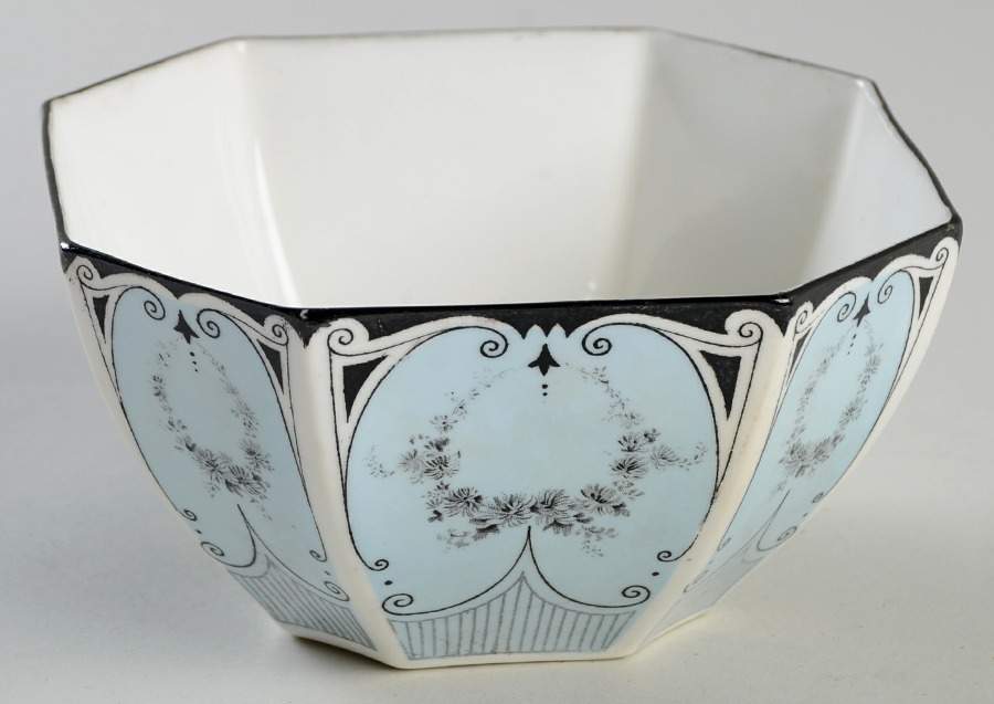 Garland of Flowers Blue Open Sugar Bowl by Shelley-1