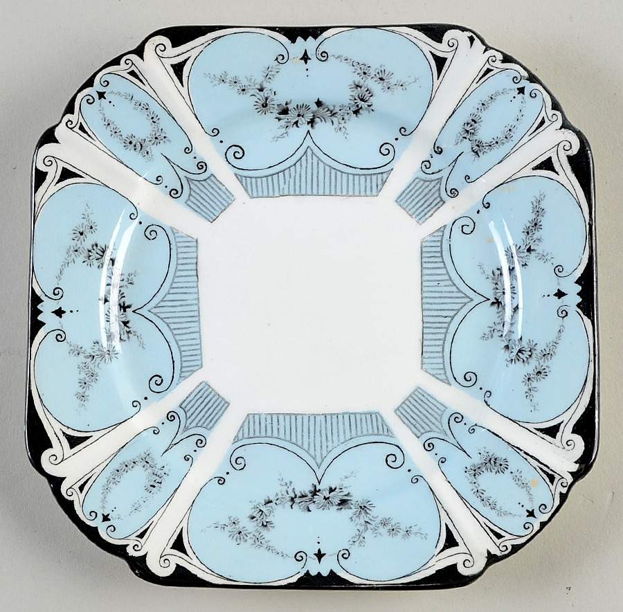 Garland of Flowers Blue Bread & Butter Plate by Shelley-1