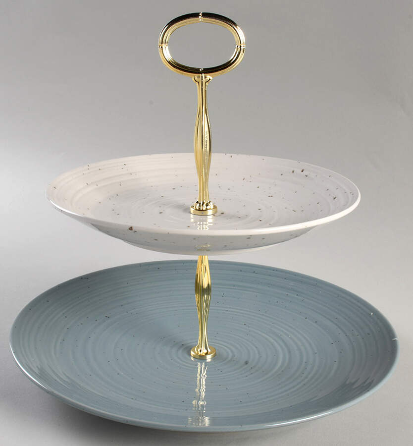 Siterra Artist's Blend 6 5/8"-10"  2 Tiered Serving Tray (Dp, Sp) HC by Sango-1