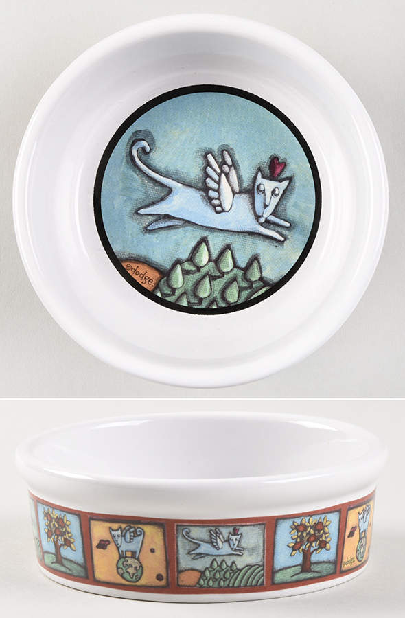 Flight of the Blue Cat Cat Bowl by Signature-1