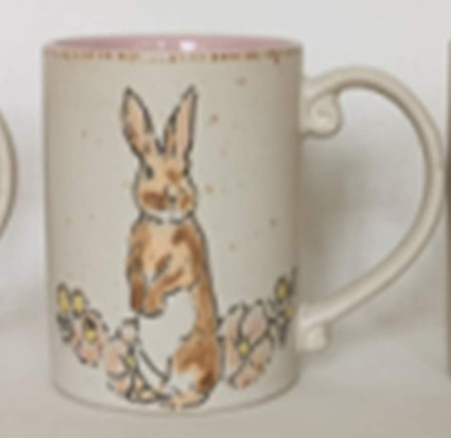 Cream Floral Bunny Mug by Spectrum-1