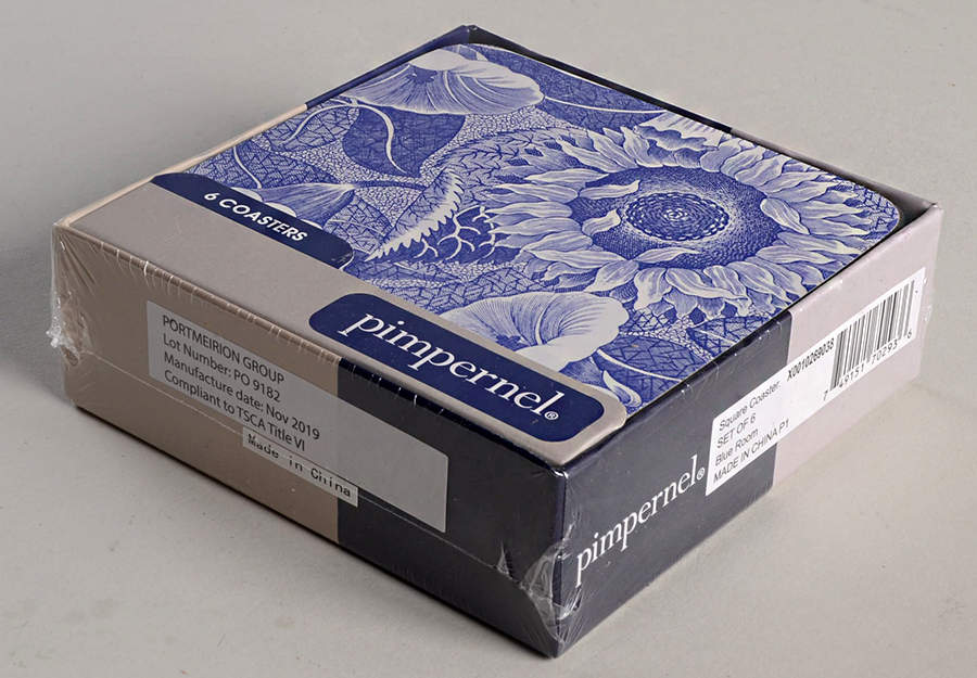 Sunflower (Blue Room Sunflower) Square Corkback Coaster - Set of 6 by Spode-1
